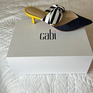 CABi bow shoes, Navy blue, white and yellow heels. 2 1/2 inch kitten heel.